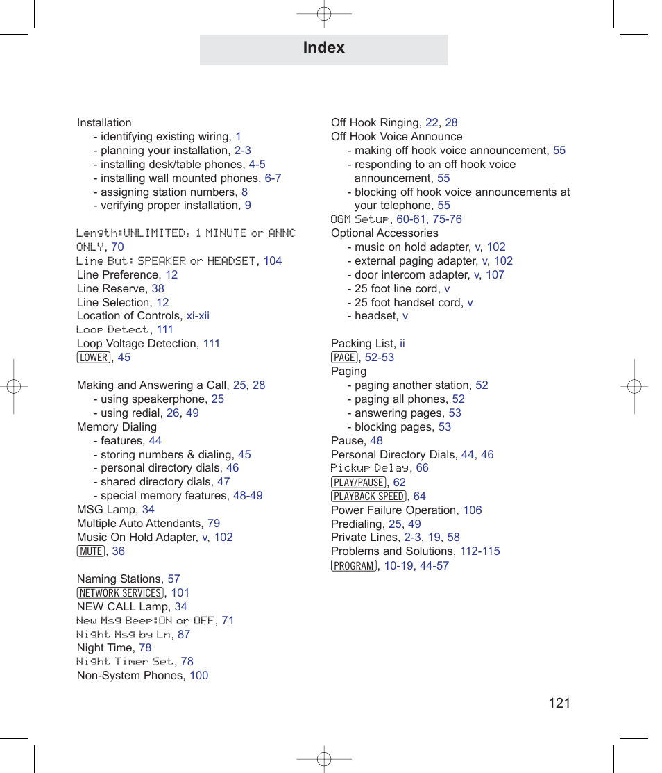 Index | TMC EV4500 User Manual | Page 135 / 137