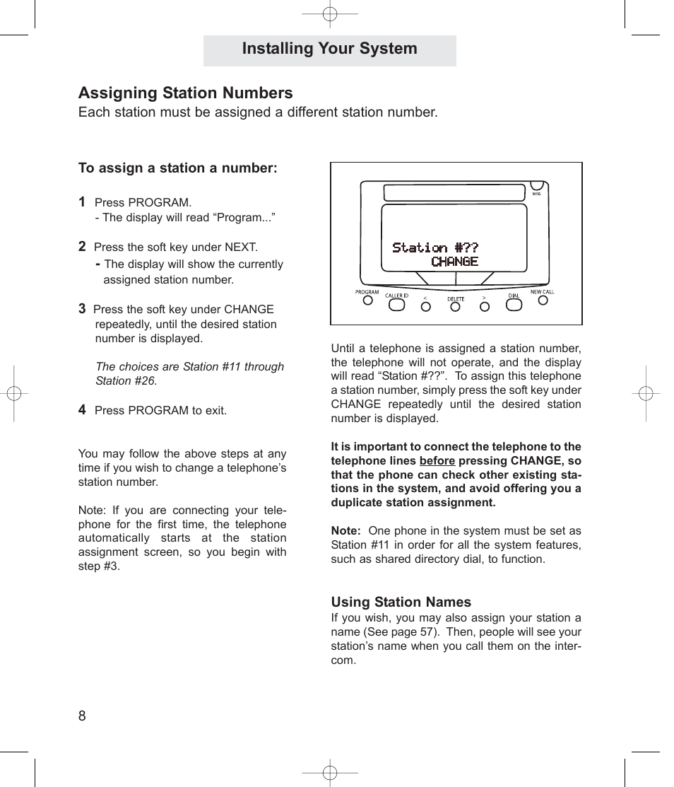 Assigning station numbers, Installing your system | TMC EV4500 User Manual | Page 22 / 137