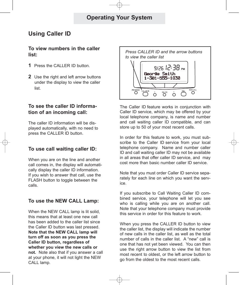 Operating your system using caller id | TMC EV4500 User Manual | Page 46 / 137