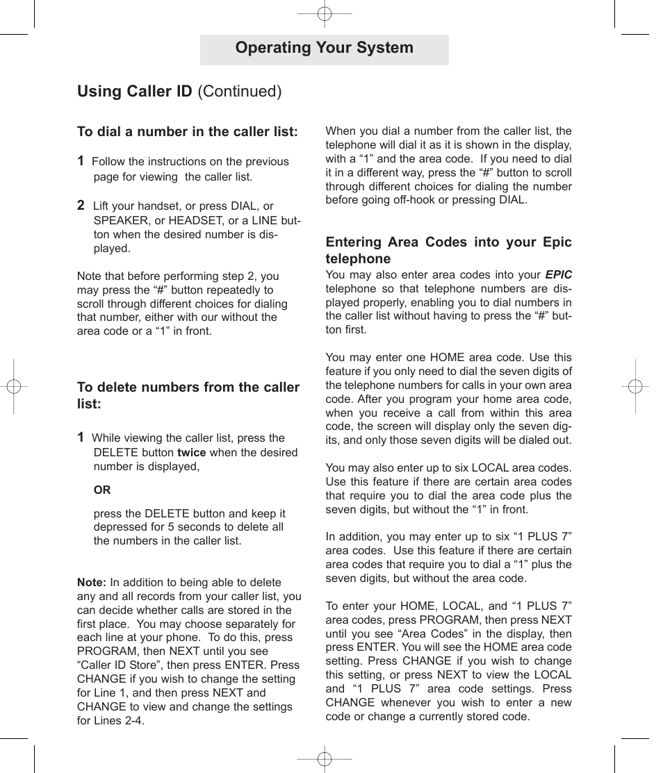 Operating your system using caller id (continued) | TMC EV4500 User Manual | Page 47 / 137