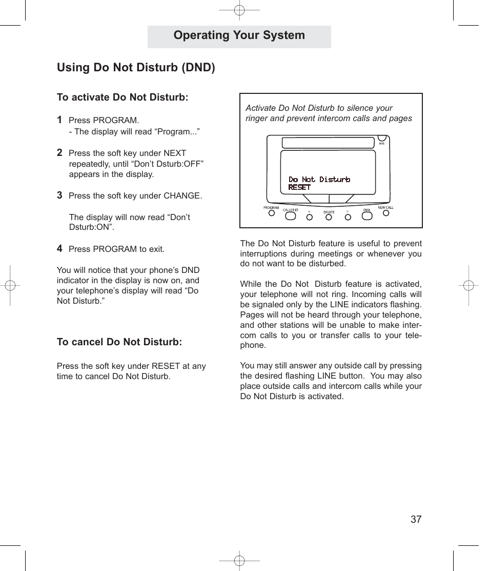 Operating your system using do not disturb (dnd) | TMC EV4500 User Manual | Page 51 / 137
