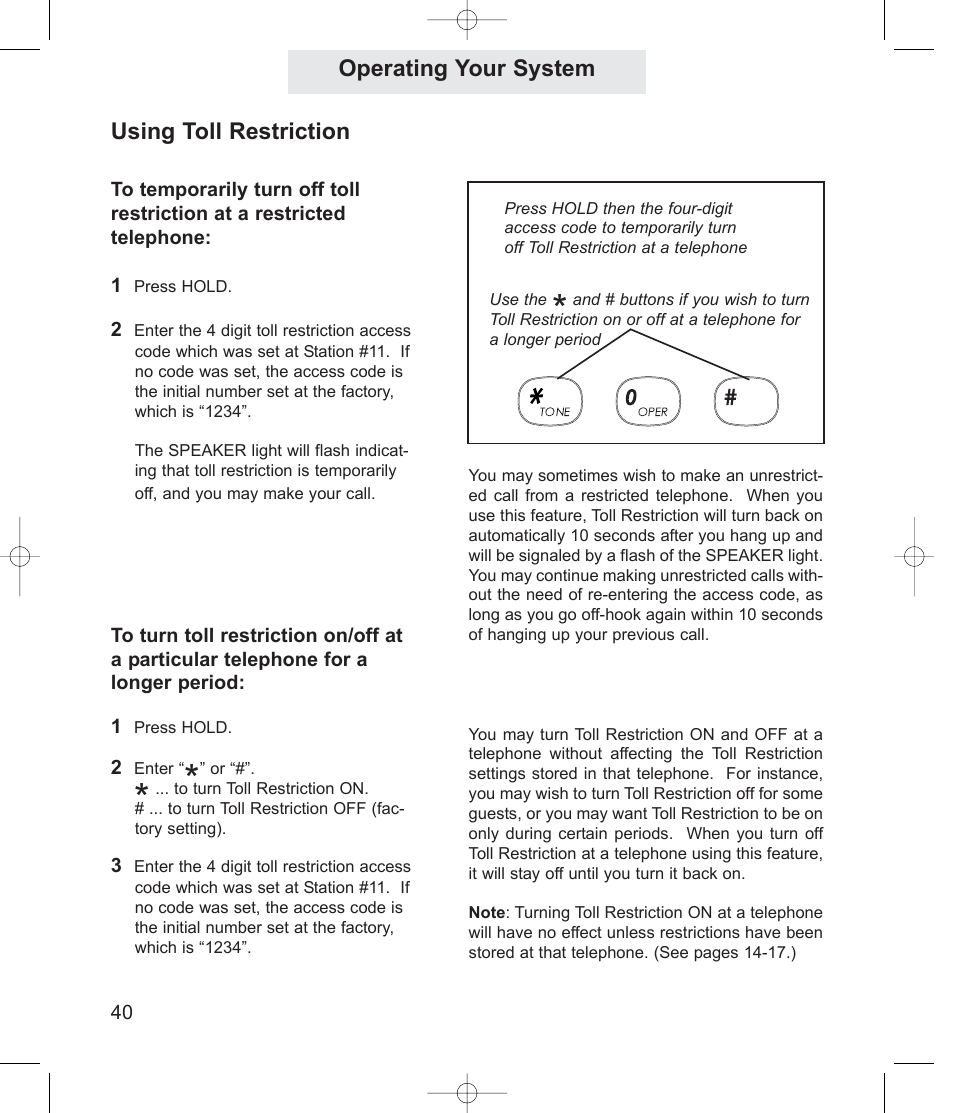 Operating your system using toll restriction | TMC EV4500 User Manual | Page 54 / 137