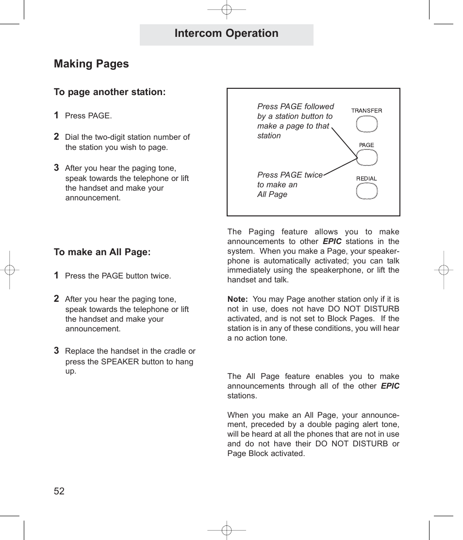 Intercom operation, Making pages | TMC EV4500 User Manual | Page 66 / 137