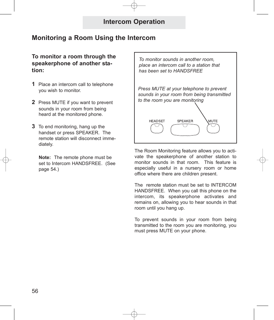 Intercom operation, Monitoring a room using the intercom | TMC EV4500 User Manual | Page 70 / 137