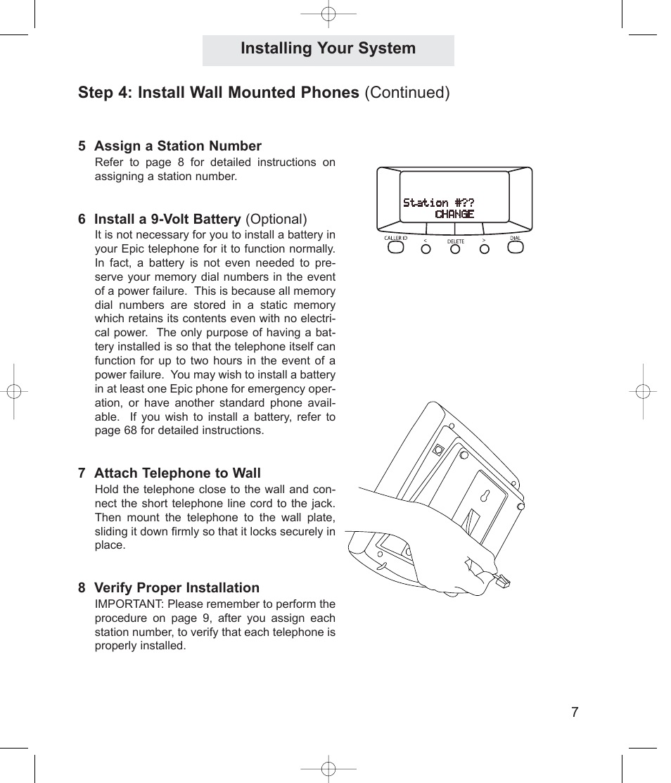 Step 4: install wall mounted phones (continued), Installing your system | TMC ET4000 User Manual | Page 17 / 92