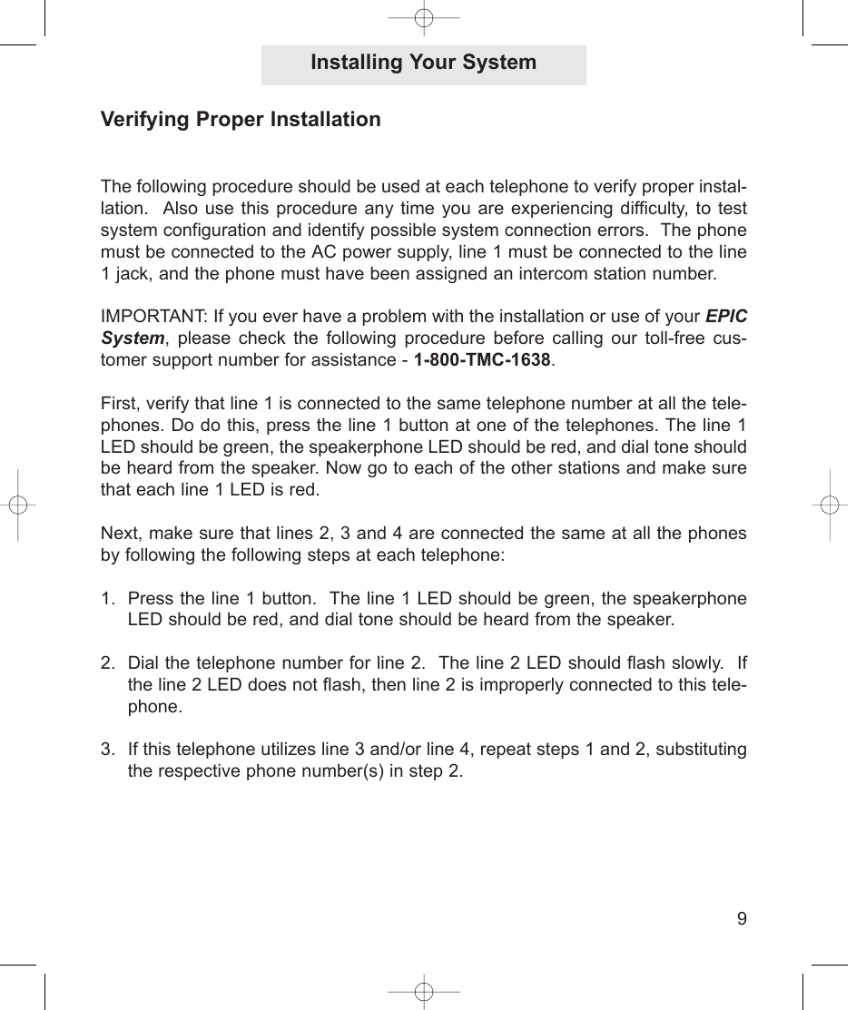 Verifying proper installation, Installing your system | TMC ET4000 User Manual | Page 19 / 92