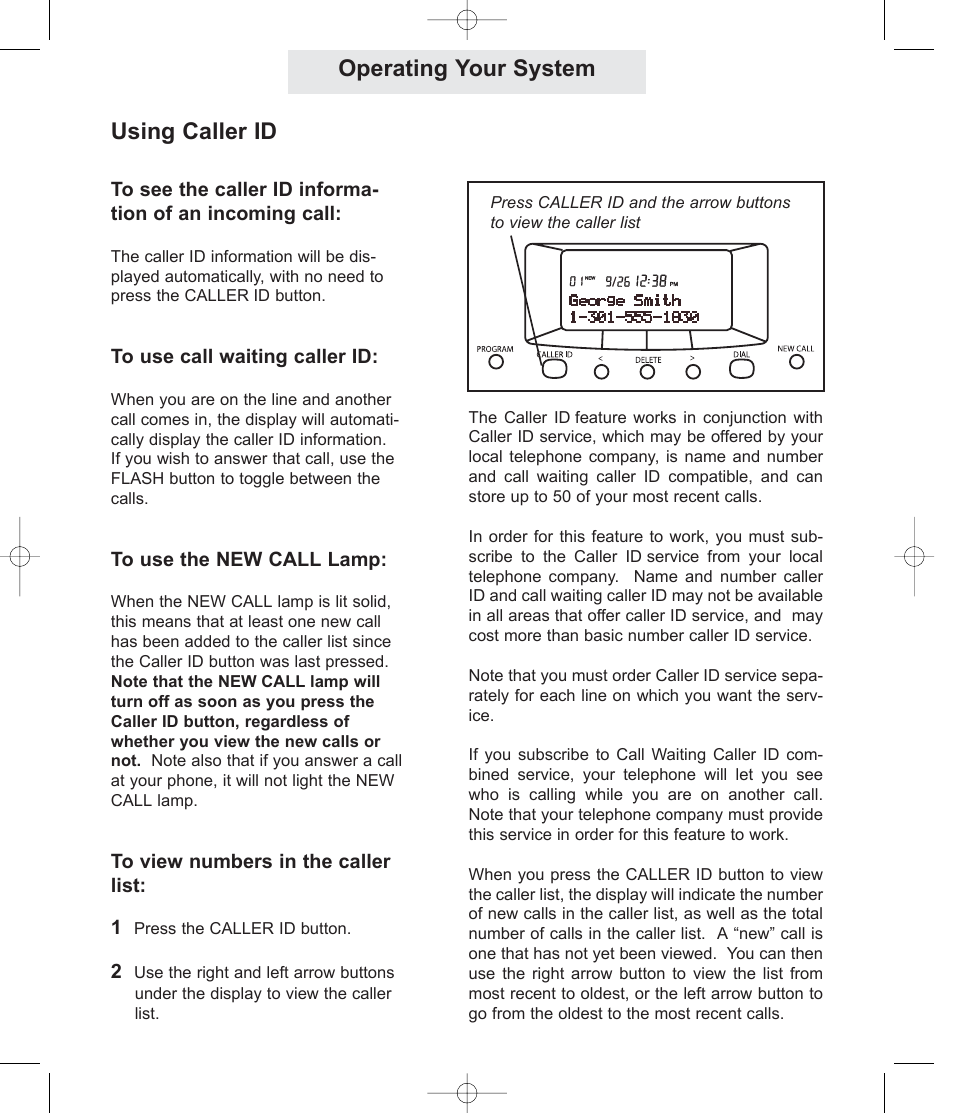 Operating your system using caller id | TMC ET4000 User Manual | Page 42 / 92