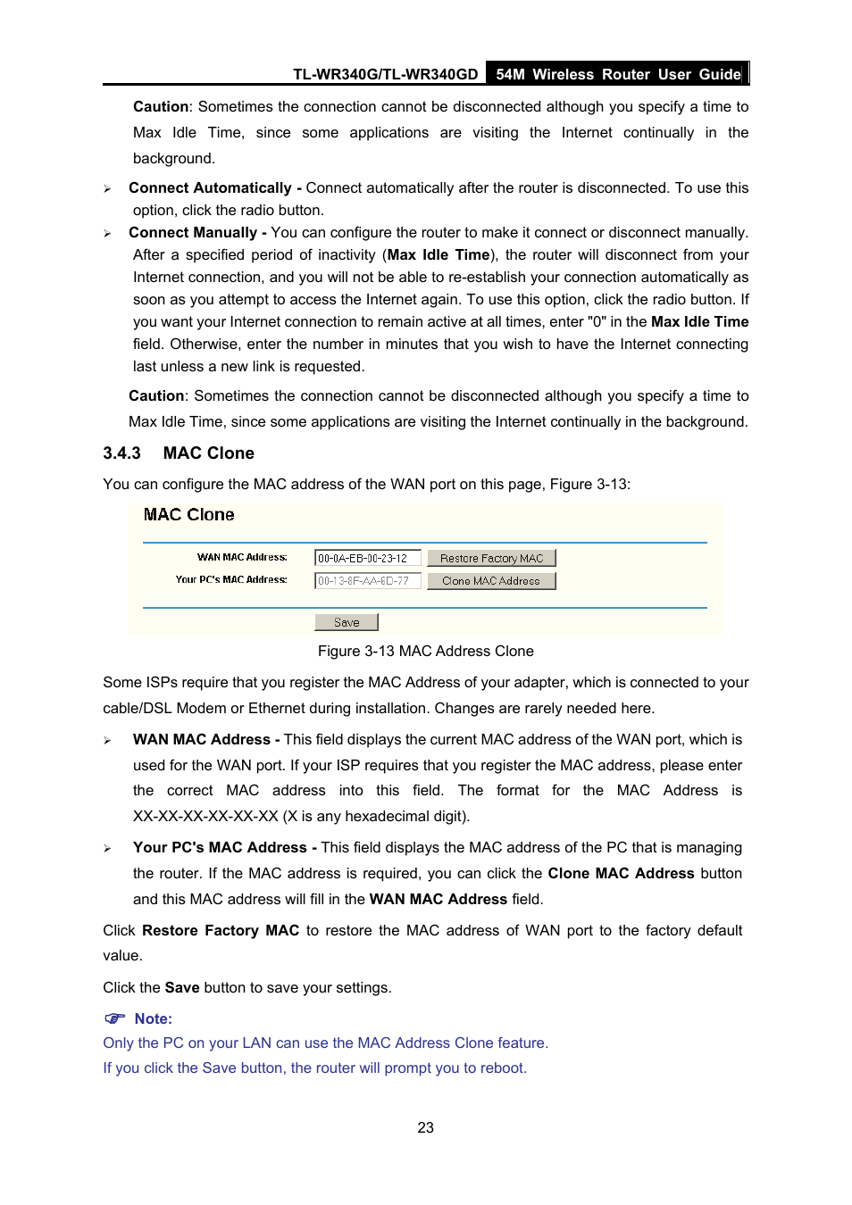 3 mac clone, Mac clone | TP-Link TL-WR340G User Manual | Page 31 / 72