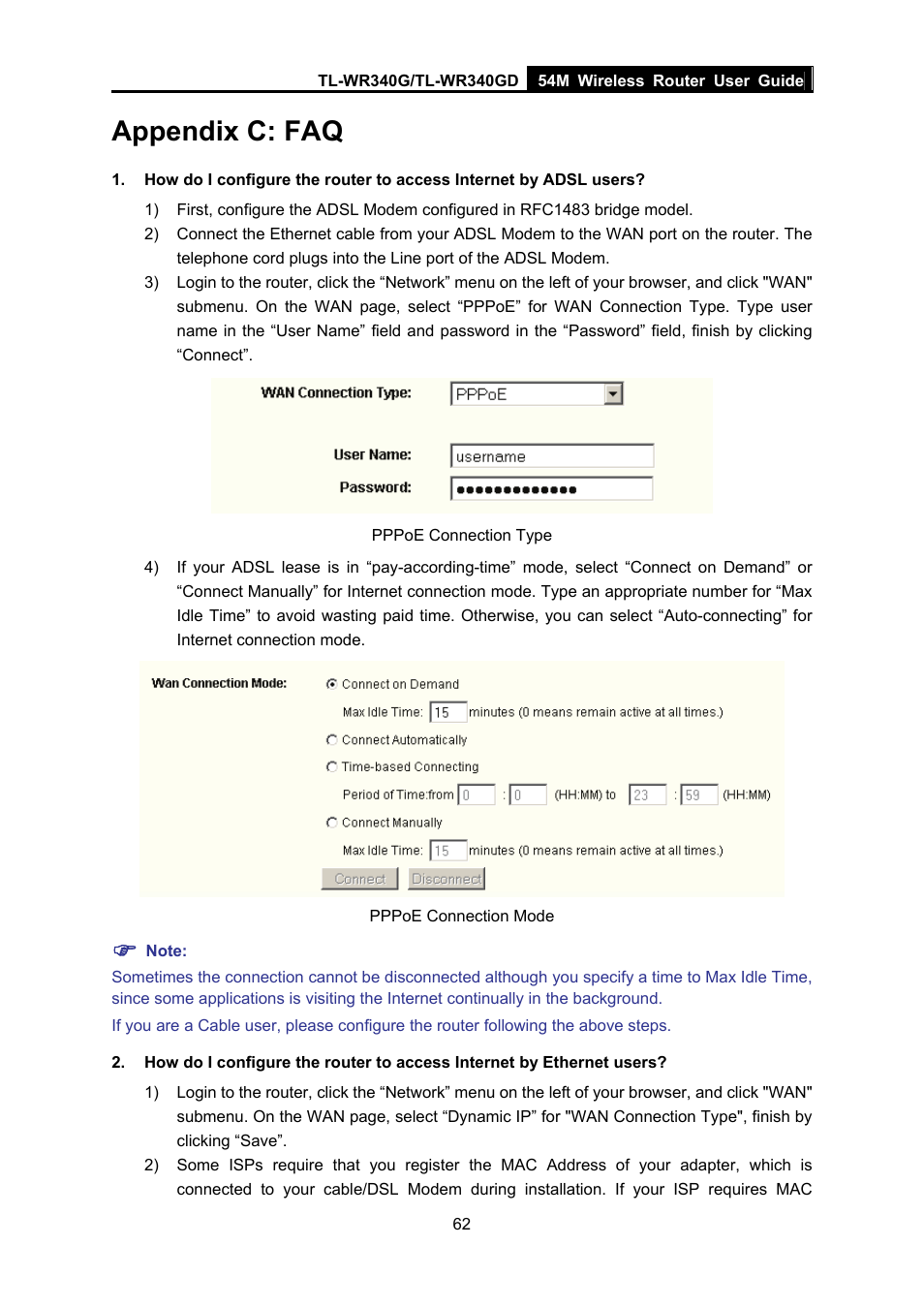 Appendix c: faq | TP-Link TL-WR340G User Manual | Page 70 / 72