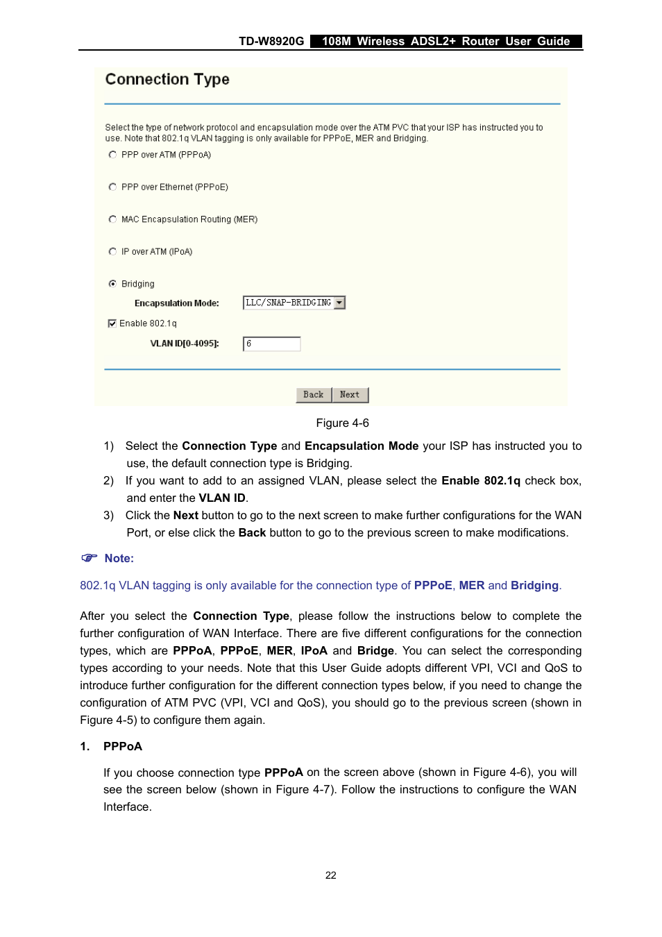 Wn in figure, 6), or else click, T screen (shown in figure 4-6) | TP-Link TD-W8920G User Manual | Page 29 / 85
