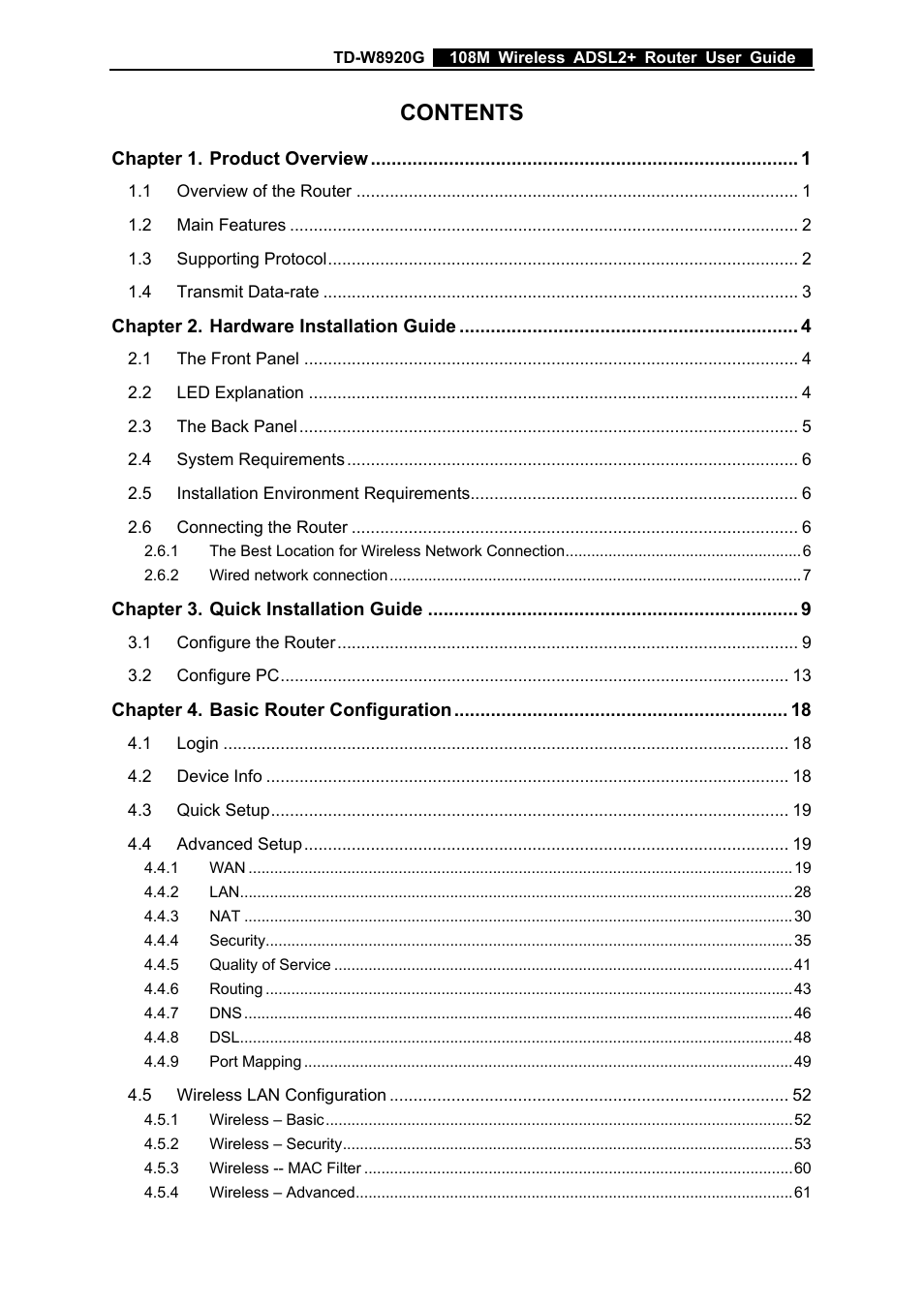 TP-Link TD-W8920G User Manual | Page 6 / 85