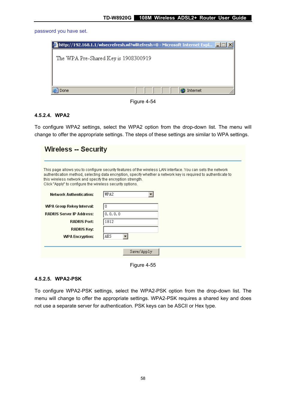 Wpa2, Wpa2-psk | TP-Link TD-W8920G User Manual | Page 65 / 85
