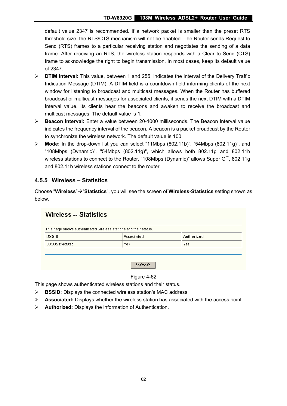 5 wireless – statistics, Wireless – statistics | TP-Link TD-W8920G User Manual | Page 69 / 85