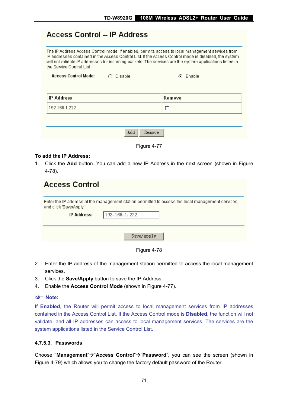 Passwords | TP-Link TD-W8920G User Manual | Page 78 / 85