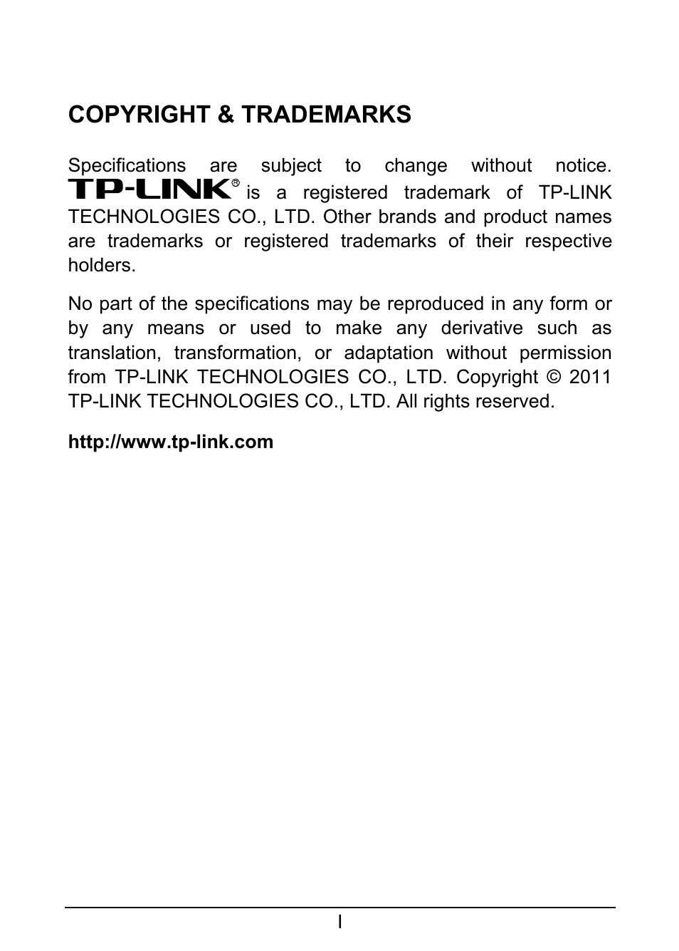 Copyright & trademarks | TP-Link TL-SG1008D User Manual | Page 2 / 12