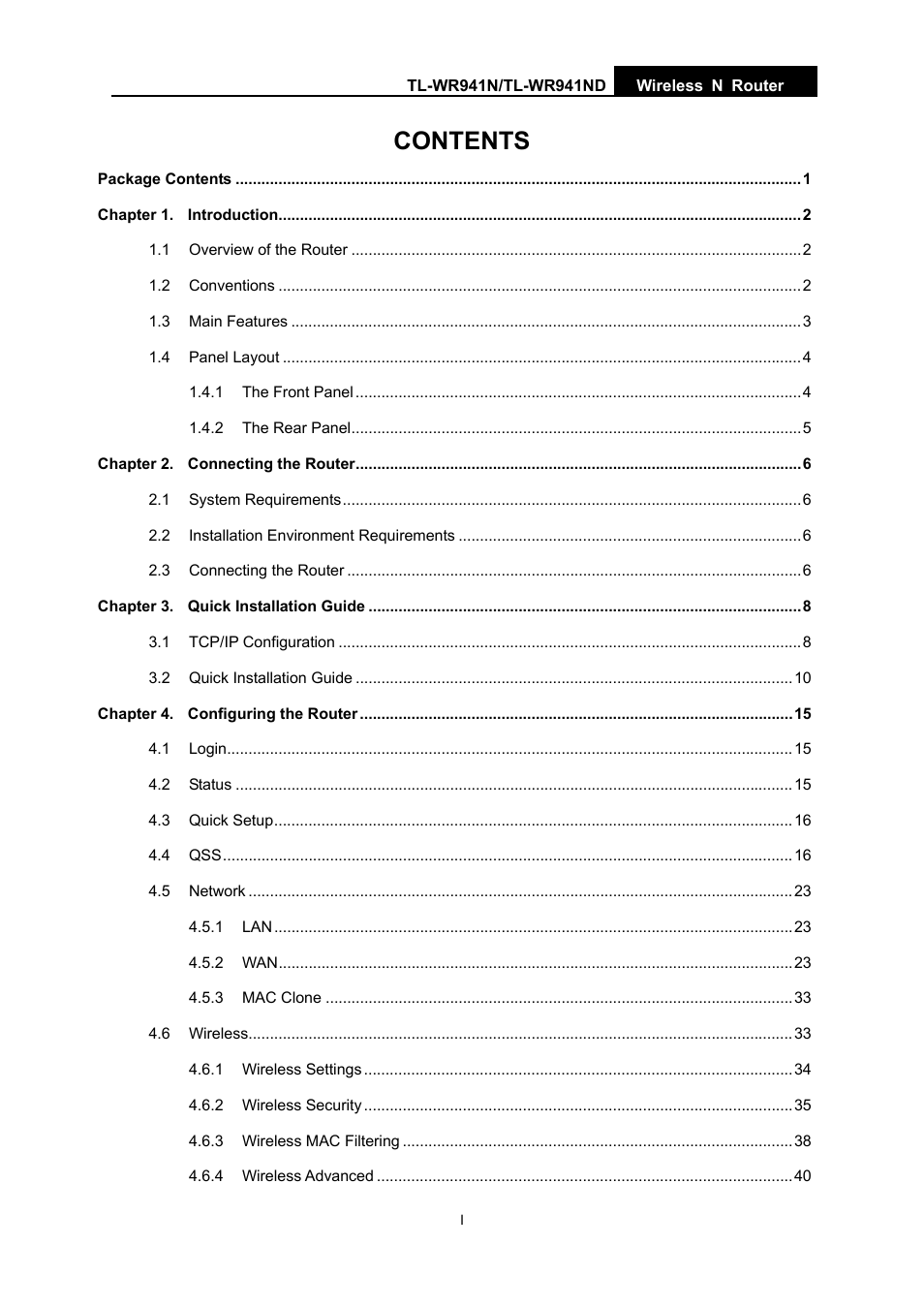 TP-Link TL-WR941ND User Manual | Page 5 / 106