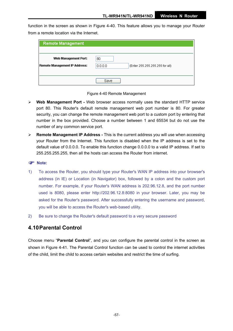 10 parental control | TP-Link TL-WR941ND User Manual | Page 64 / 106