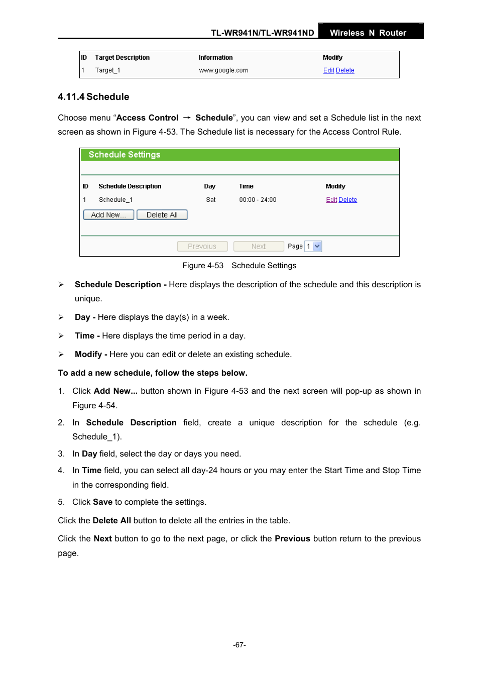 4 schedule | TP-Link TL-WR941ND User Manual | Page 74 / 106