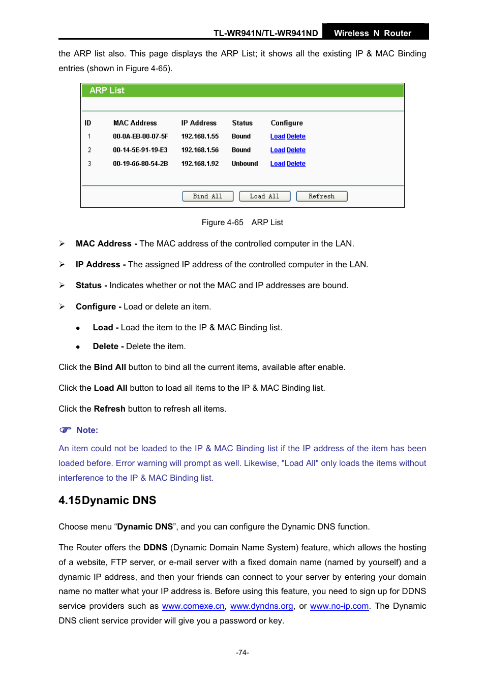 15 dynamic dns | TP-Link TL-WR941ND User Manual | Page 81 / 106