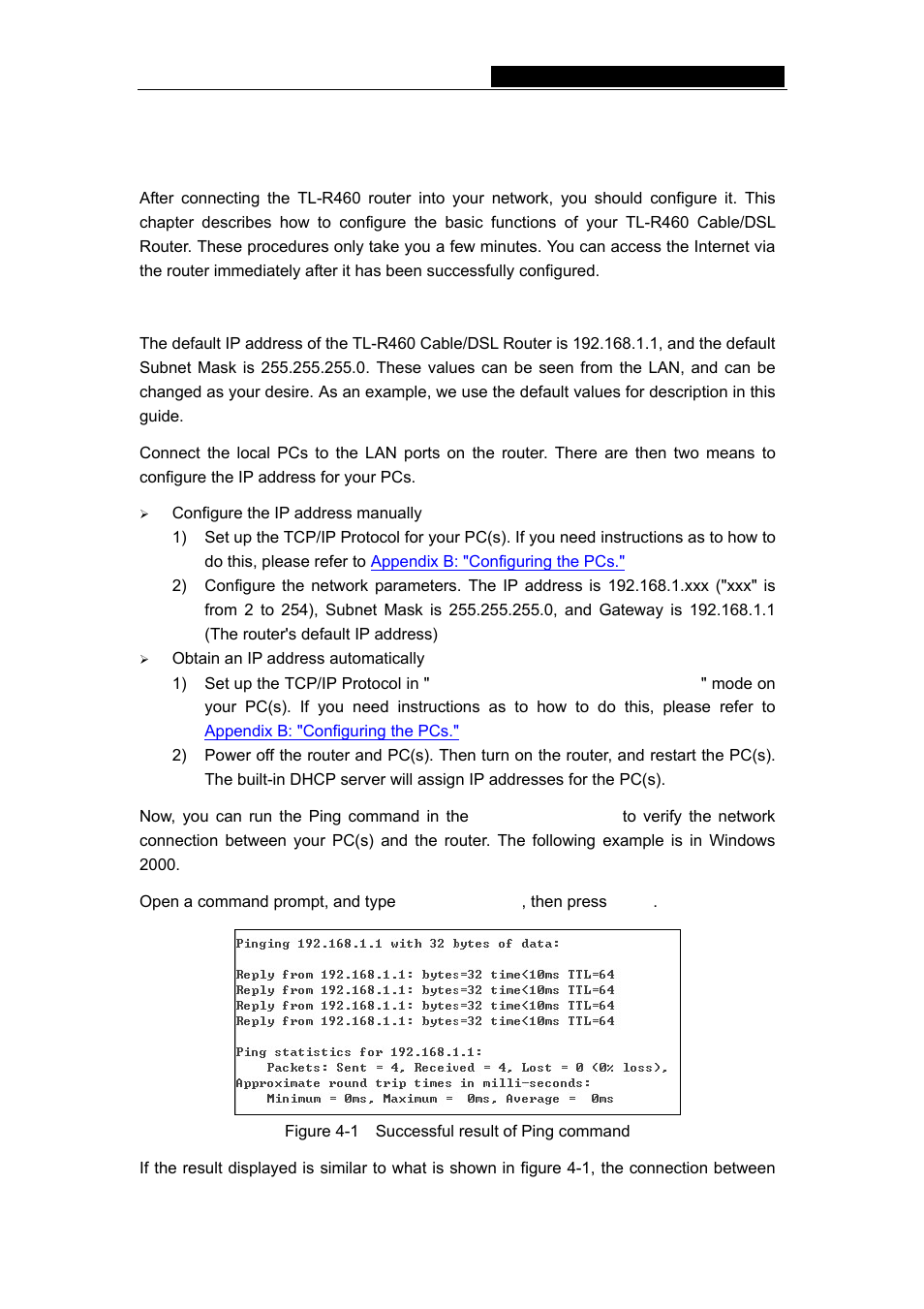 Chapter 4: quick installation guide, 1 tcp/ip configuration | TP-Link TL-R460 User Manual | Page 11 / 57