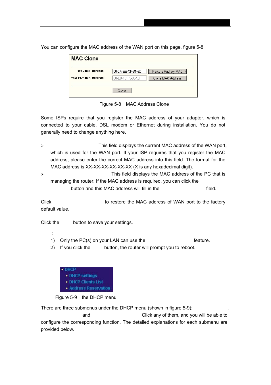 3 mac clone, 5 dhcp | TP-Link TL-R460 User Manual | Page 22 / 57