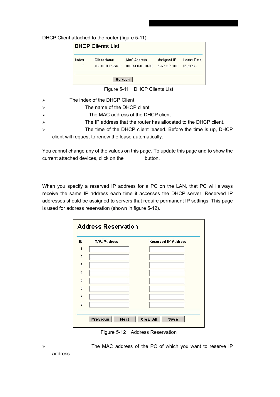 3 address reservation, Tl-r460 cable/dsl router user guide | TP-Link TL-R460 User Manual | Page 24 / 57