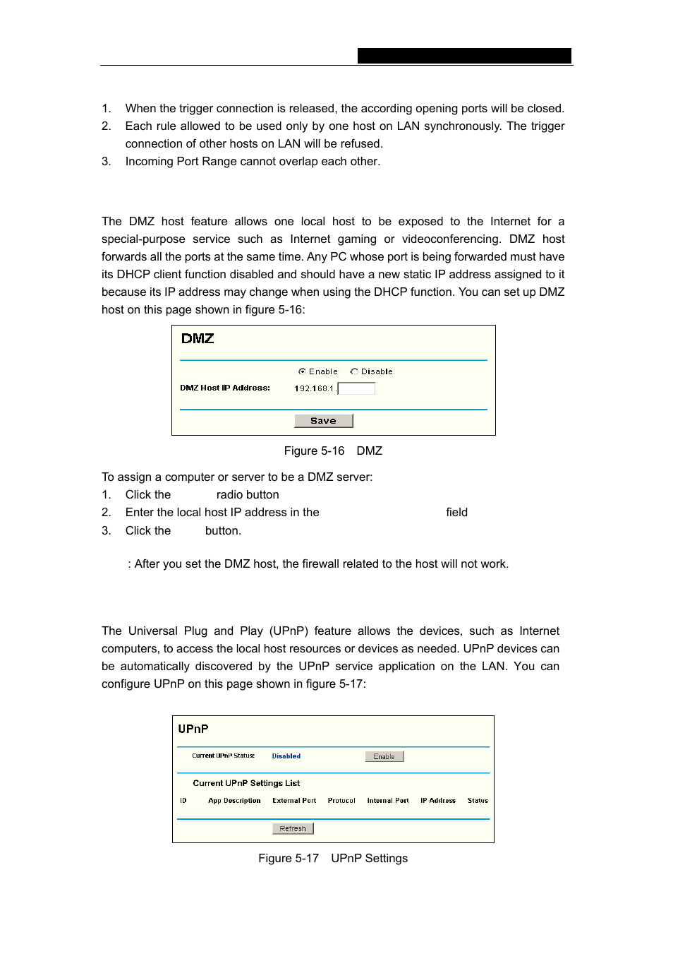 3 dmz, 4 upnp, 3 dmz 5.6.4 upnp | TP-Link TL-R460 User Manual | Page 29 / 57