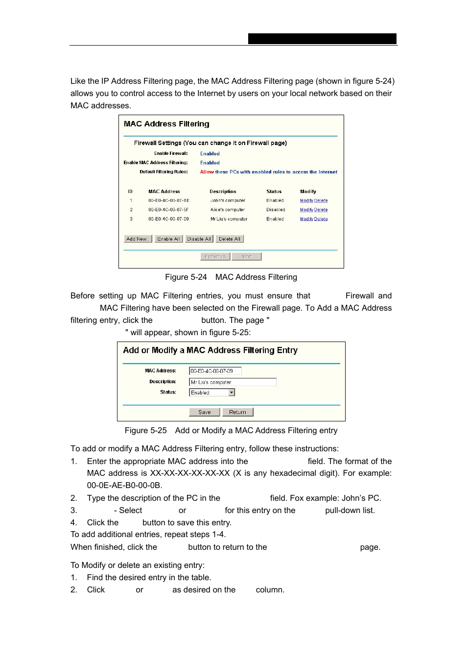 4 mac filtering | TP-Link TL-R460 User Manual | Page 35 / 57