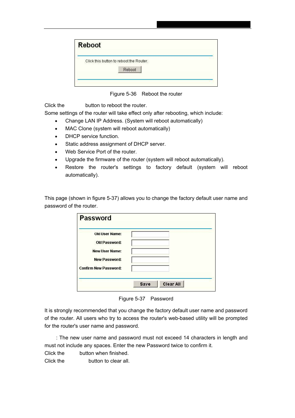 5 password | TP-Link TL-R460 User Manual | Page 44 / 57