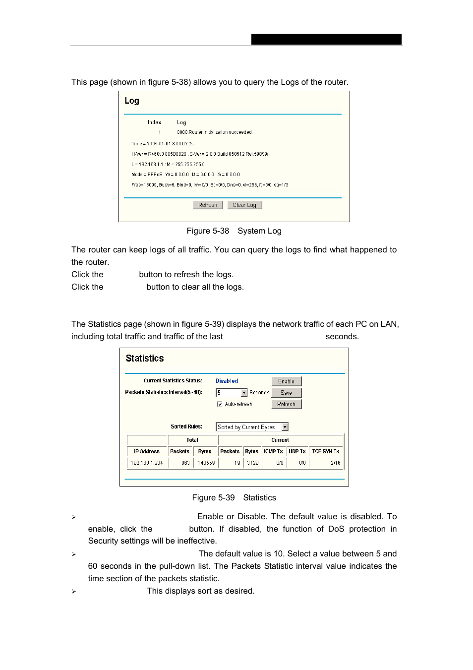 6 log, 7 statistics, 6 log 5.10.7 statistics | TP-Link TL-R460 User Manual | Page 45 / 57