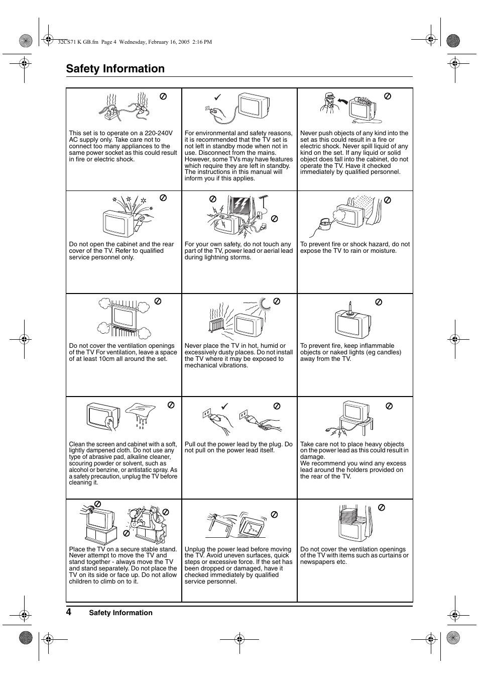 Safety information | Sony KV-32CS71K User Manual | Page 4 / 144