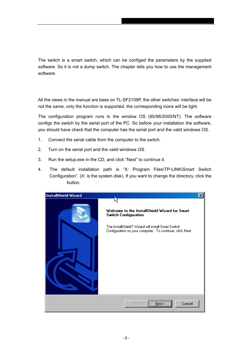1 installation of the ssc | TP-Link TL-SF2109P User Manual | Page 11 / 32