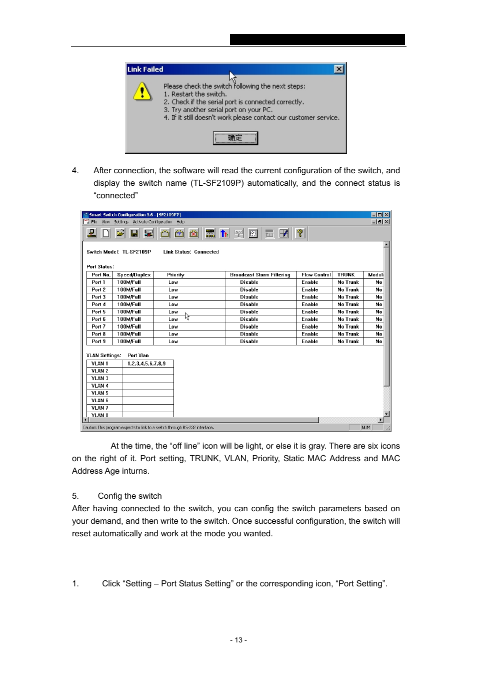 3 port status setting | TP-Link TL-SF2109P User Manual | Page 16 / 32