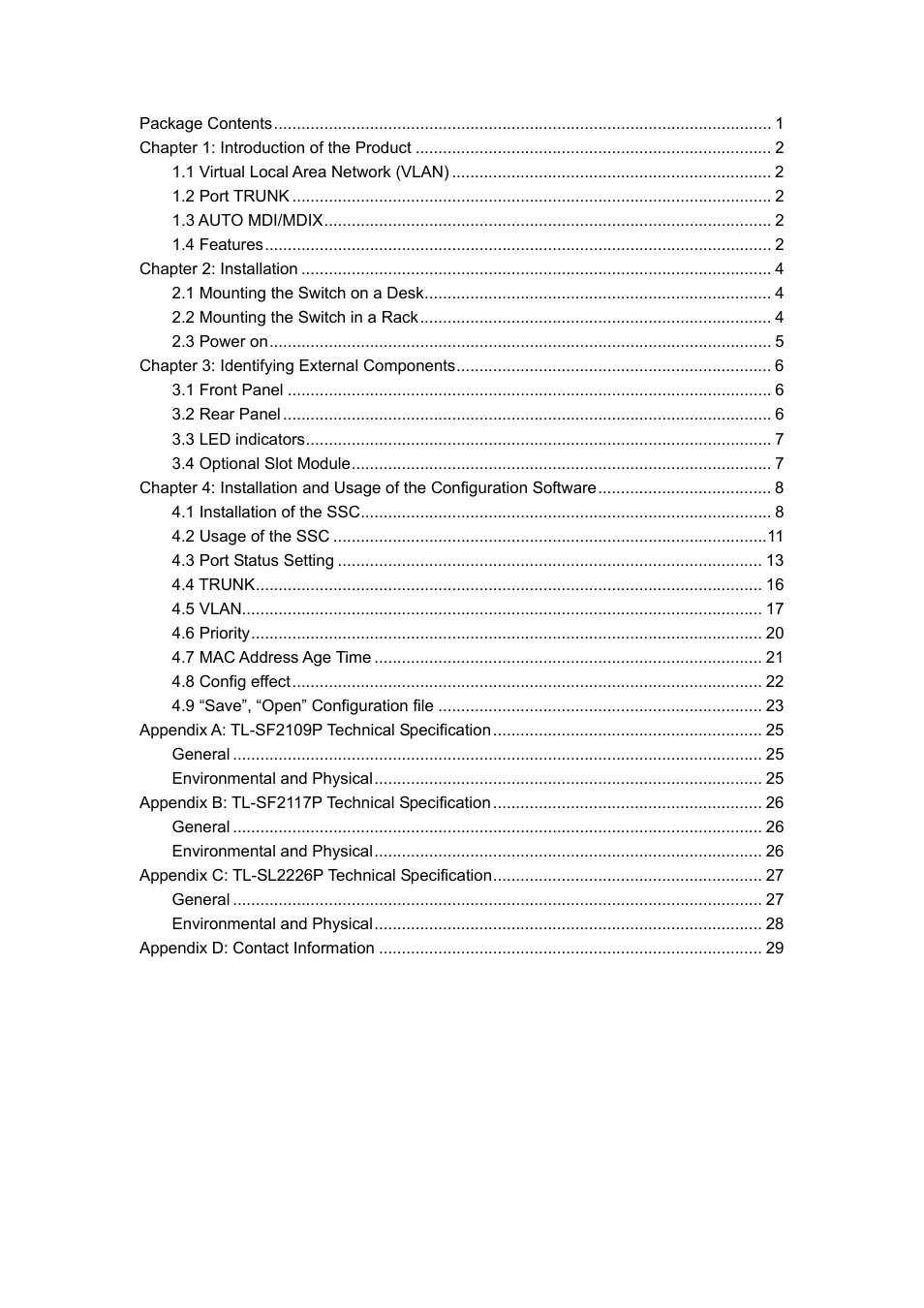 TP-Link TL-SF2109P User Manual | Page 3 / 32