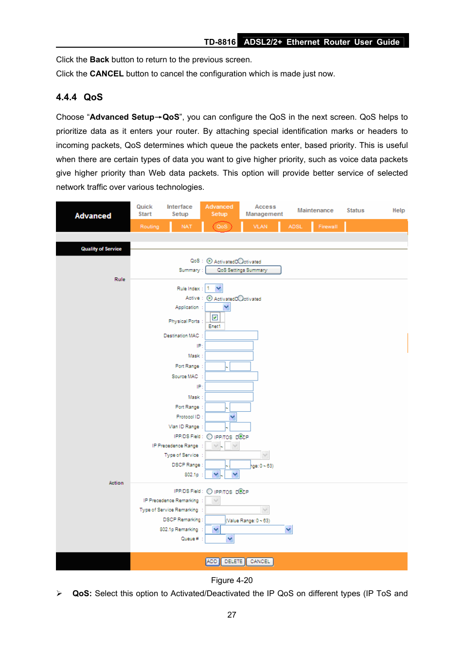 4 qos | TP-Link ETHERNET ROUTER TD-8816 User Manual | Page 33 / 55