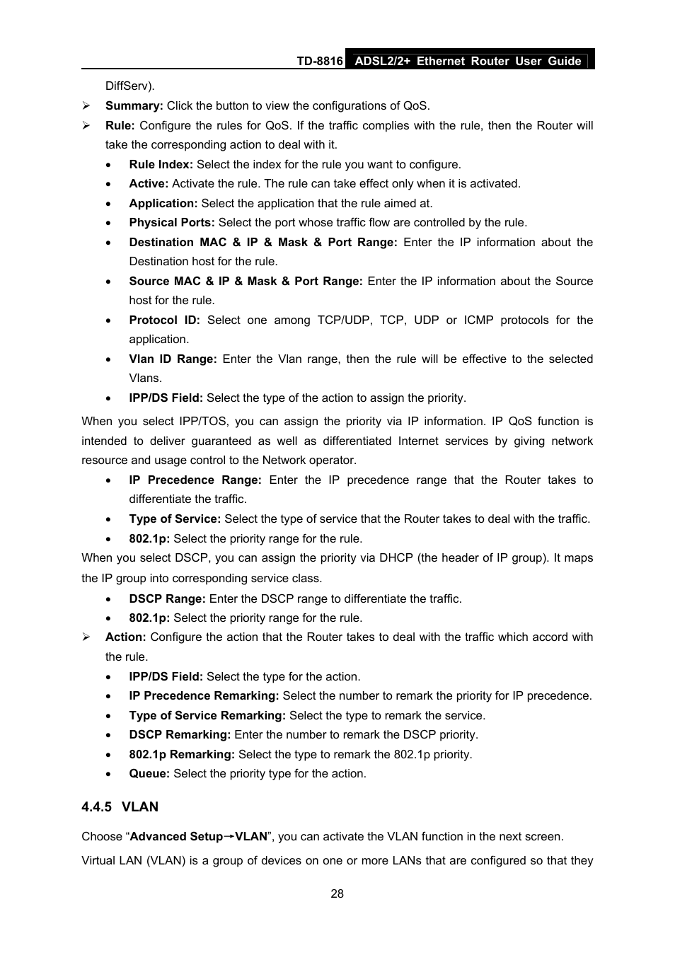 5 vlan, Vlan | TP-Link ETHERNET ROUTER TD-8816 User Manual | Page 34 / 55