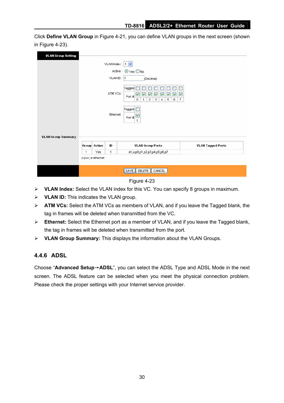 6 adsl, Adsl | TP-Link ETHERNET ROUTER TD-8816 User Manual | Page 36 / 55