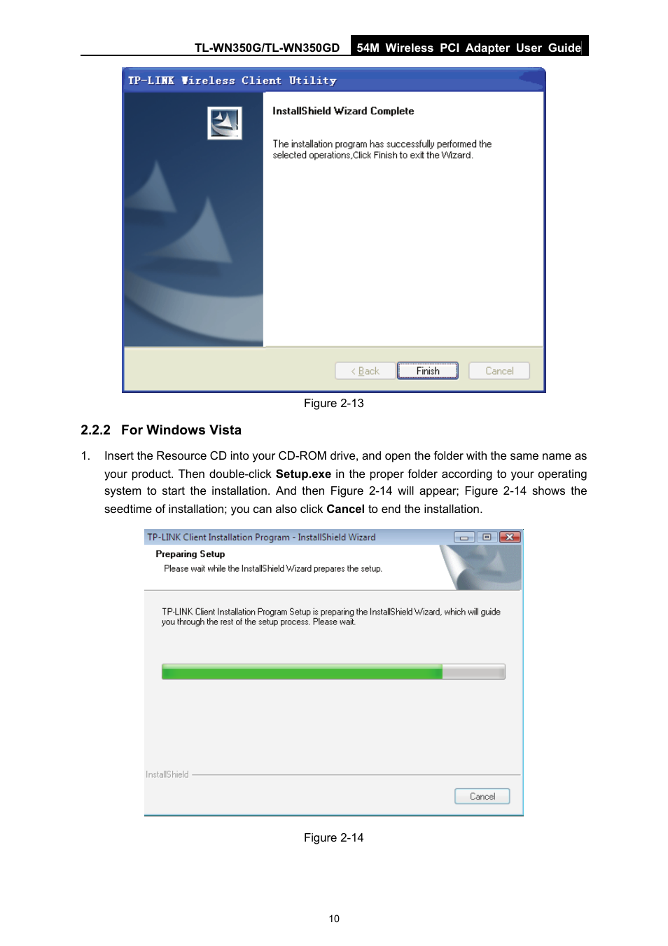 2 for windows vista, For windows vista | TP-Link TL-WN350G User Manual | Page 16 / 40