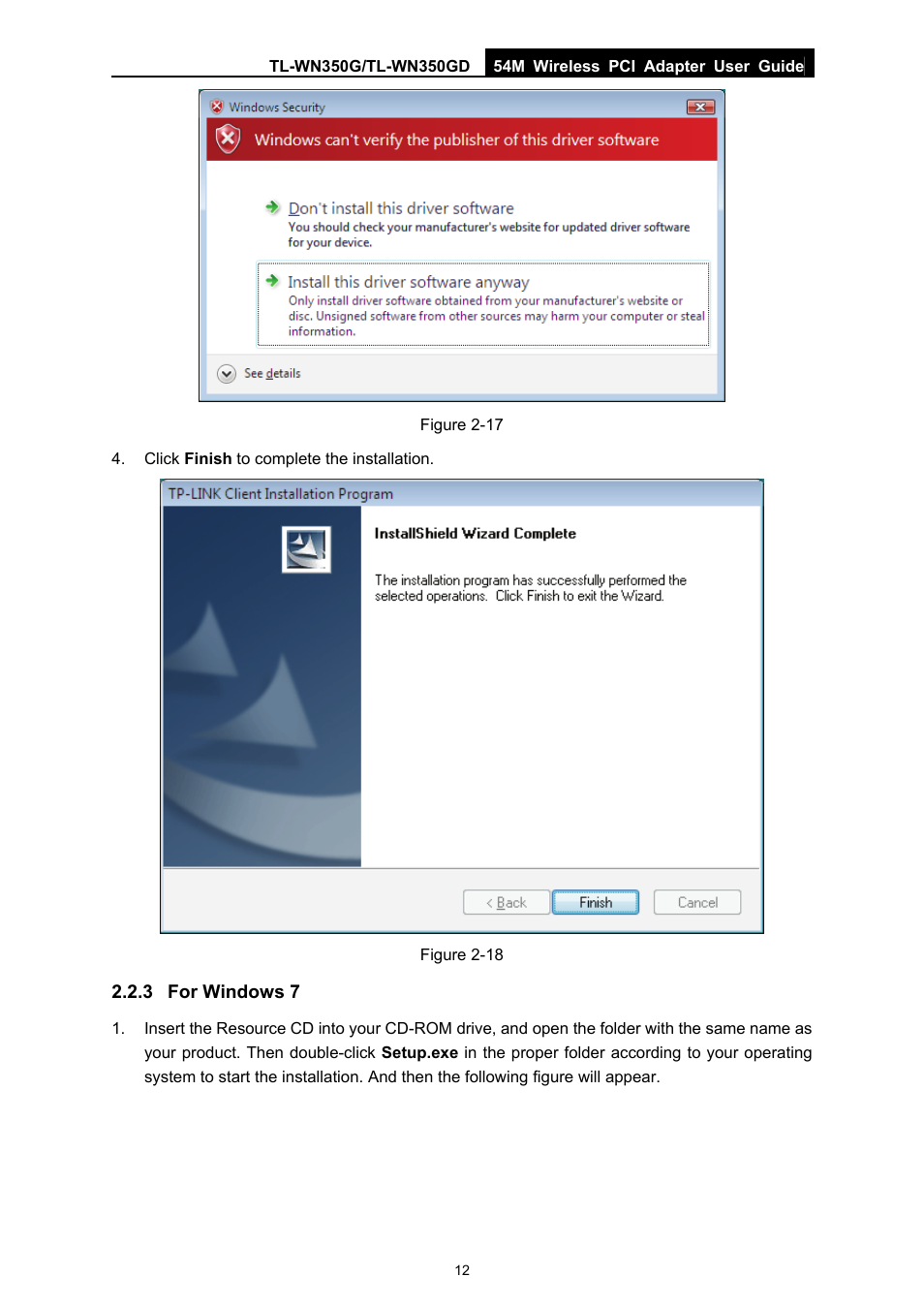 3 for windows 7, For windows 7 | TP-Link TL-WN350G User Manual | Page 18 / 40