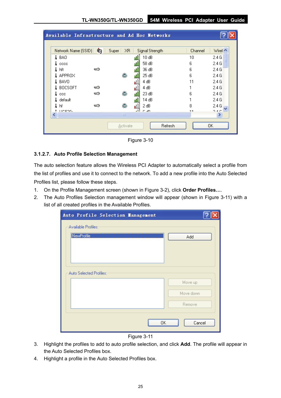 Auto profile selection management | TP-Link TL-WN350G User Manual | Page 31 / 40
