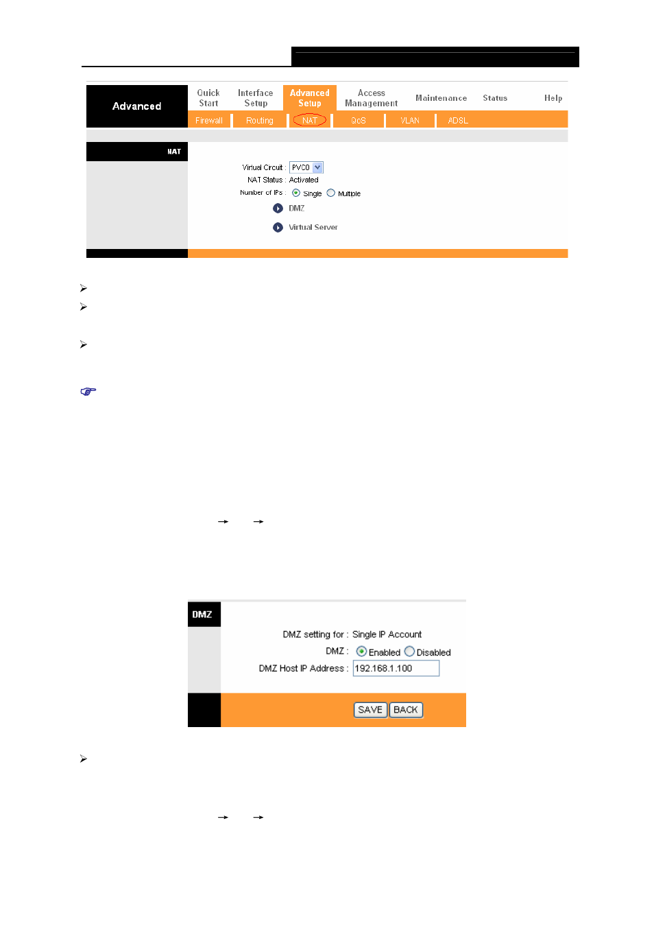 1 dmz, 2 virtual server | TP-Link TD-W8901G User Manual | Page 41 / 66
