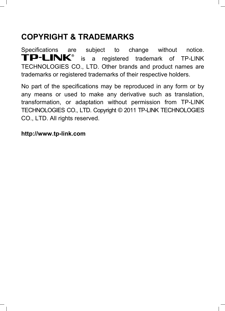 Copyright & trademarks | TP-Link MC112CS User Manual | Page 3 / 20