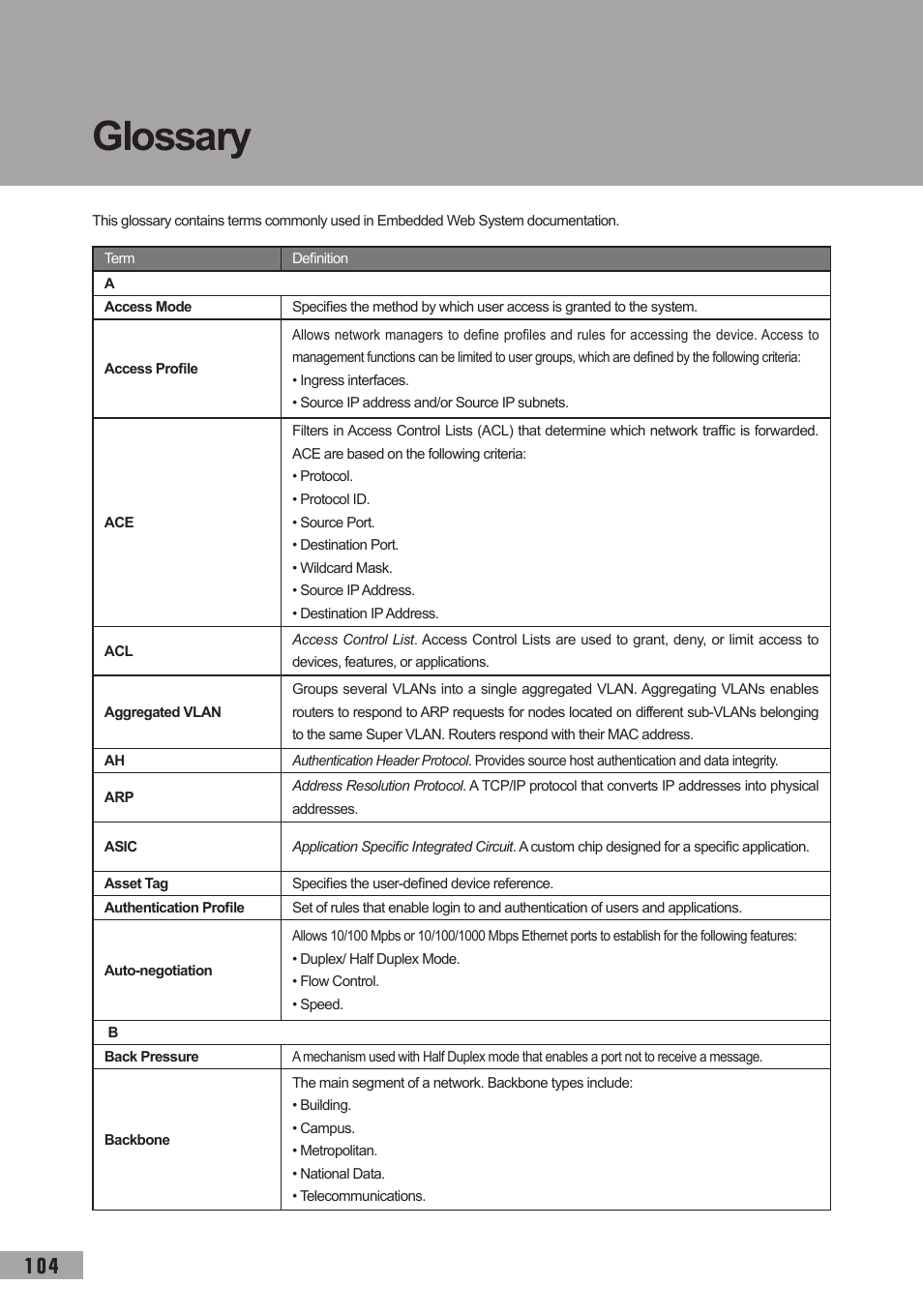 Glossary | TP-Link TL-SL3452 User Manual | Page 111 / 120