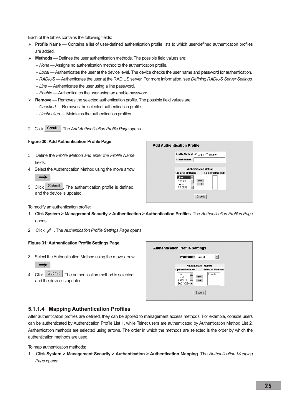 4 mapping authentication profiles | TP-Link TL-SL3452 User Manual | Page 32 / 120