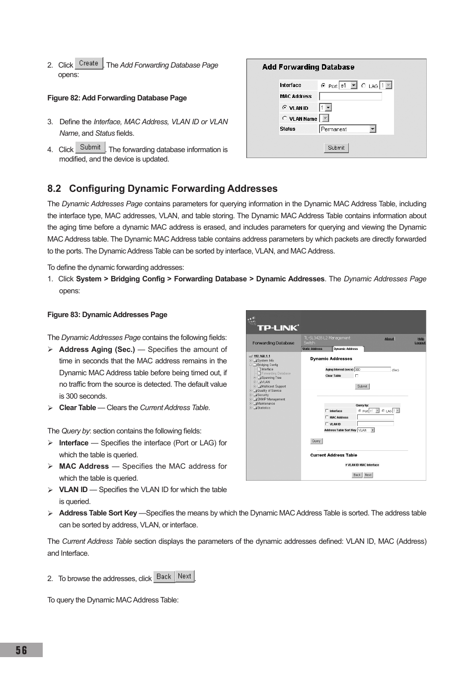 2 configuring dynamic forwarding addresses | TP-Link TL-SL3452 User Manual | Page 63 / 120