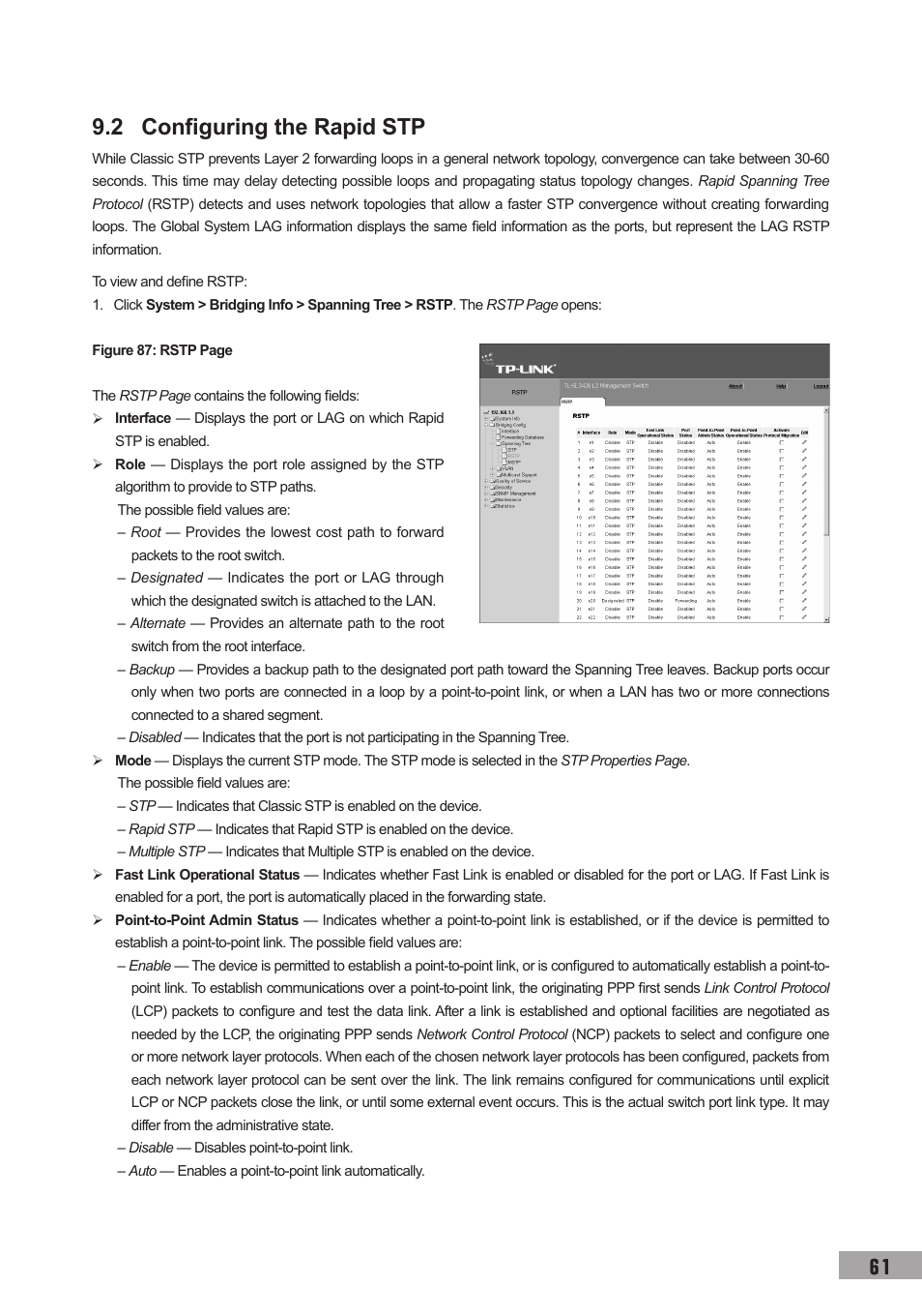 2 configuring the rapid stp | TP-Link TL-SL3452 User Manual | Page 68 / 120