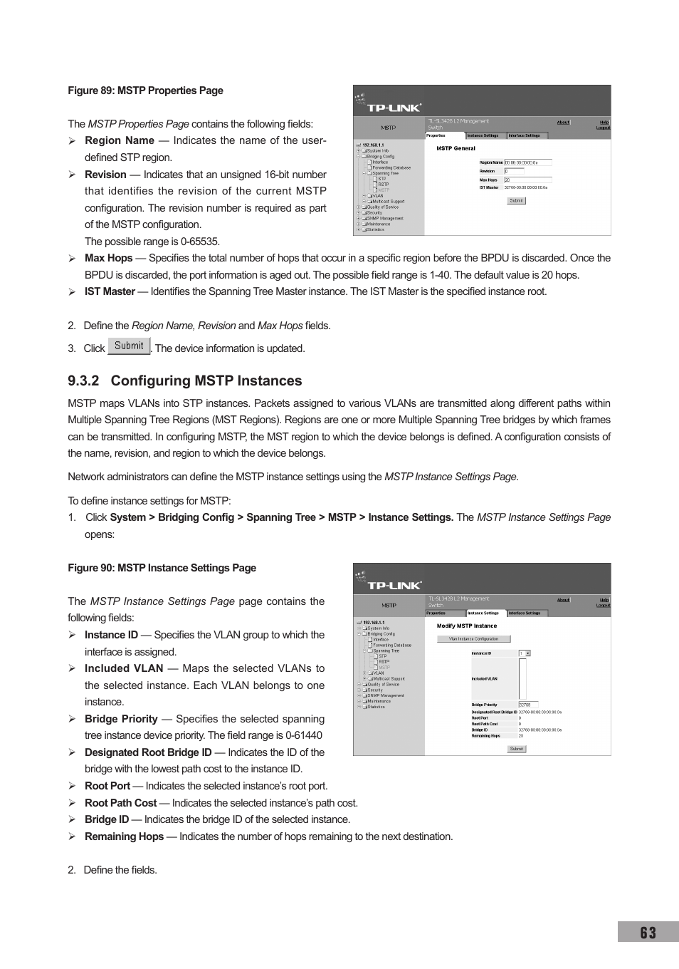 2 configuring mstp instances | TP-Link TL-SL3452 User Manual | Page 70 / 120