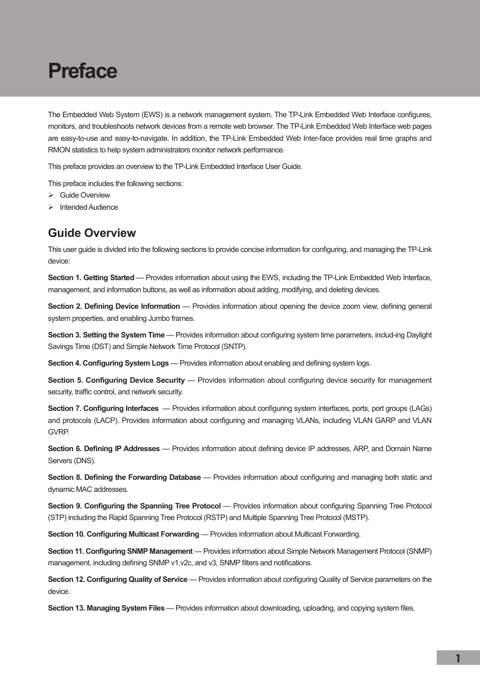 Preface, Guide overview | TP-Link TL-SL3452 User Manual | Page 8 / 120