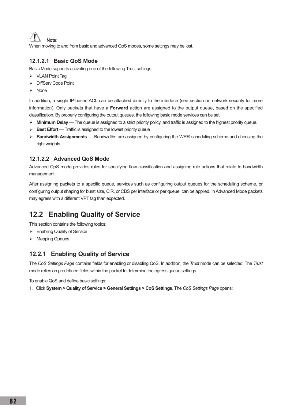 1 basic qos mode, 2 advanced qos mode, 2 enabling quality of service | 1 enabling quality of service | TP-Link TL-SL3452 User Manual | Page 89 / 120