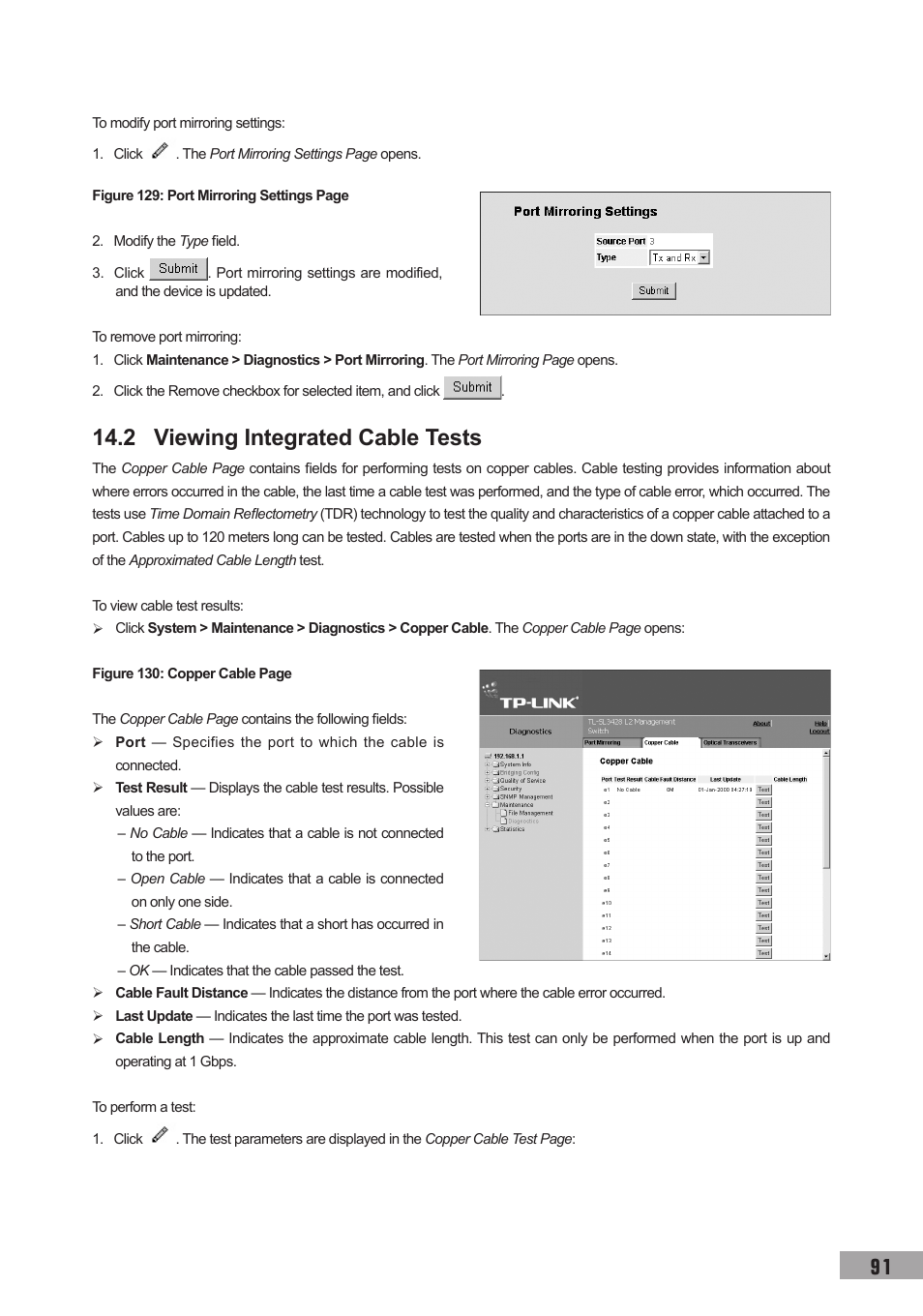 2 viewing integrated cable tests | TP-Link TL-SL3452 User Manual | Page 98 / 120